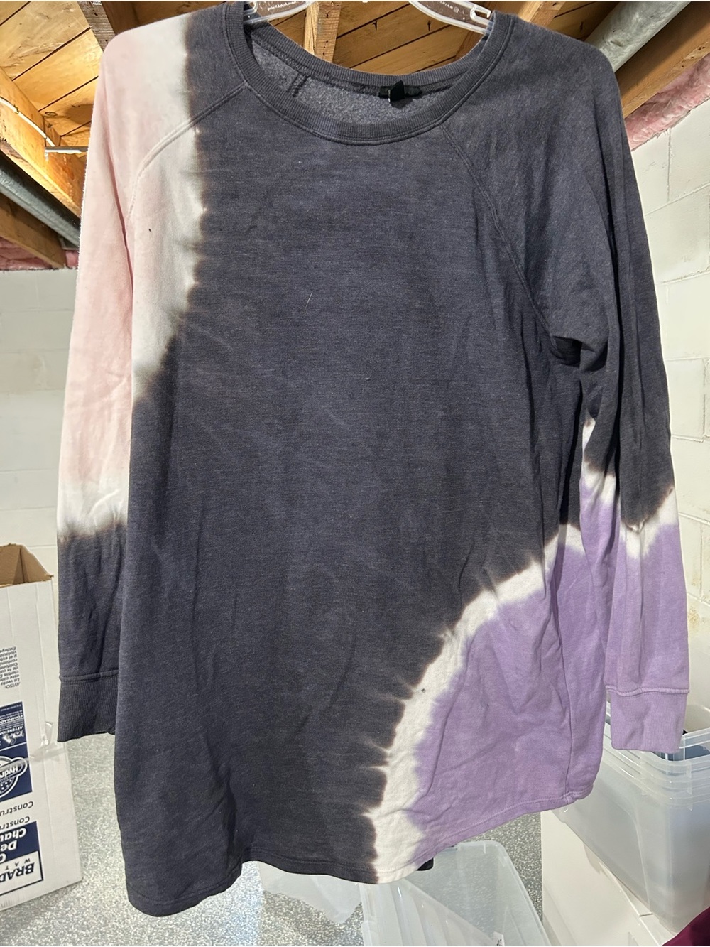 Tie-Dye Long Sleeve Womens Top in Black, Purple & Pink